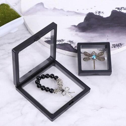PE Film Jewelry Storage Box Brooch Coin Gems Jewelry Dustproof Transparent Exhibition Storage Floating Decoration Ring Case U4E8