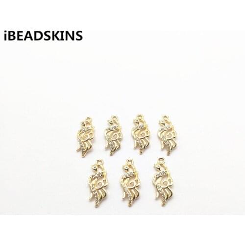 New arrival! 21x9mm 50pcs Cubic zirconia/copper Phoenix shape charm for Jewelry Findings Earrings parts,hand Made Jewelry DIY