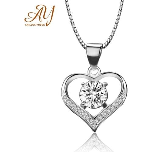 Anillos Yuzuk Hot Heart Shape 925 Sterling Silver Necklaces For Women Jewelry Cubic Zircon Pendant Necklace Valentines Day Gift