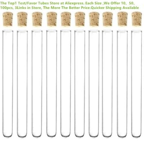 Plastic Test Tube With Cork Stopper 20x150 mm 6-inch 34ml Clear Like Glass Favor Tube , Pack 25 , All Size Available in Store