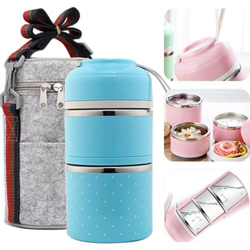 Portable Japanese-Style Lunch Box Stainless Steel Cute Beno Box Student Leak-Proof Food Container Kitchen Food Box