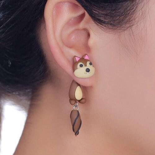TTPAIAI 30 Brand Handmade Polymer Clay Cartoon Squirrel Stud Earrings Fashion Cute Animal Earrings For Women Girl Gift