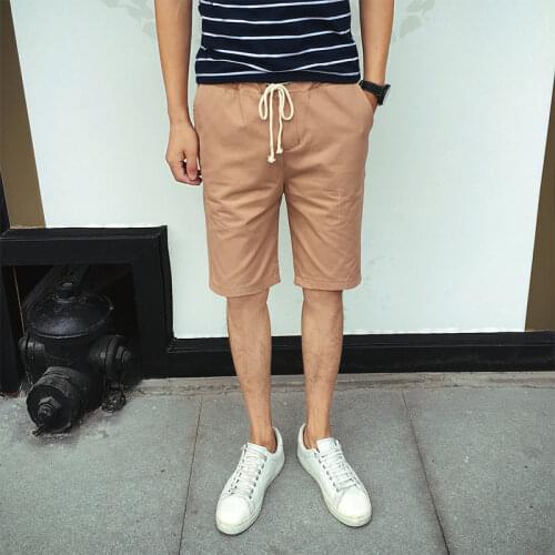 Summer slimming large tide shorts mens Shorts pure cotton casual beach trousers pant thin