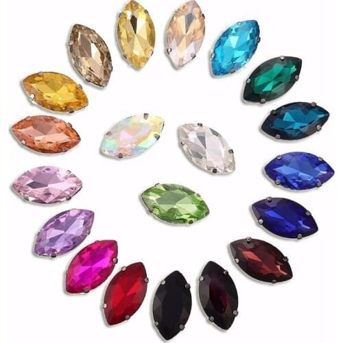 High Quality Glass Rhinestones Horse Eye Crystal Sew On Rhinestone For Craft Crystal Strass For Wedding Dress DIY Accessories F