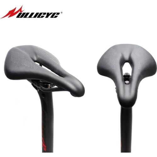 ULLICYC Carbon Bicycle Saddle MTB Mountain Bike Seat Cycling Leather Saddle Hollow Seat Cushion Road Bike Seat Bicicleta ZD860