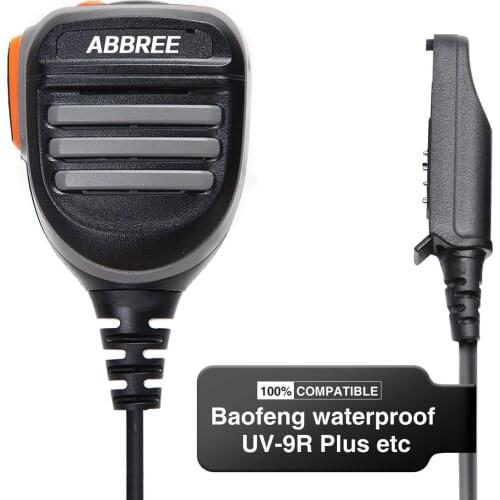 Abbree AR-780 Waterproof Speaker Mic for Radio Baofeng UV-9R PLUS/UV-XR/BF-9700/ UV-9R/BF-AS58 Waterproof Radio Walkie Talkie