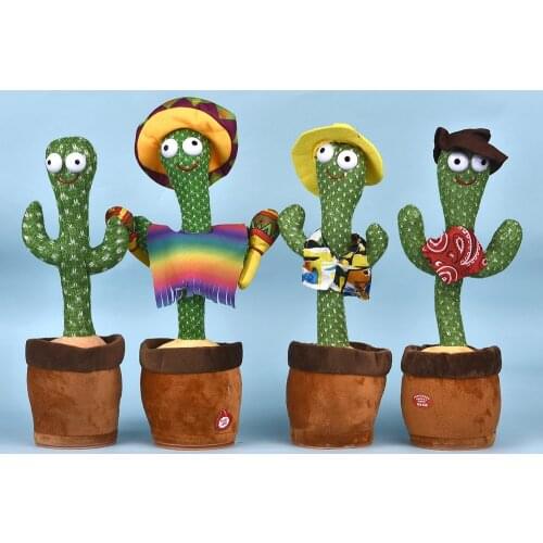 Funny Dancing Cactus Toy Swinging Cactus Plush Toy with Songs Light Dance Various Shapes Toy for Home Room Decor Kids Gift