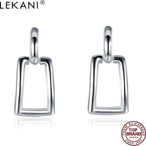 LEKANI Long Square Grid Earrings High-End Atmosphere Earrings For Women Send Girlfriend Birthday Jewelry Gift Best Selling