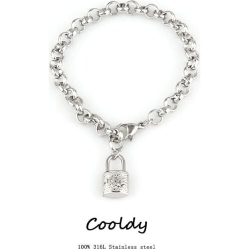 Heart lock Bracelet Punk Stainless Steel Bracelet Pendant Thick Chain Bracelet For Women Charm Bracelet Party Jewelry Gift