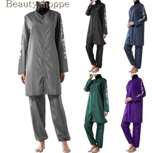 Women Printing Floral Muslim Swimwear Hijab Muslimah Islamic Swimsuit Swim Surf Wear Sport Burkinis