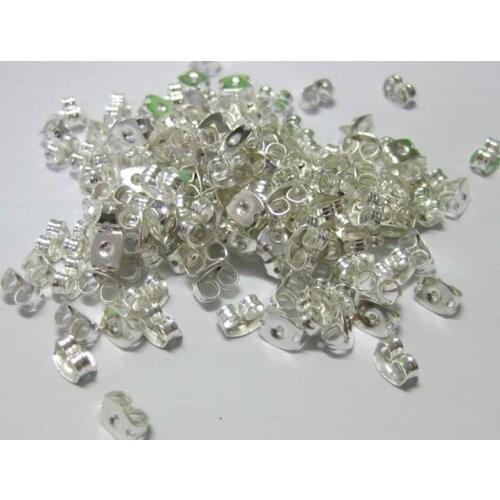 100 Silver-plate Plated Ear Earwires Studs Back Stoppers