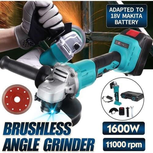 125mm 4 Speed Brushless Electric Angle Grinder Grinding Machine Cordless DIY Woodworking Power Tool With 18V Makita Battery