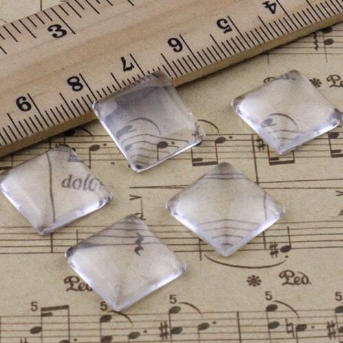 15x15mm Thickness:5mm Square Flat Back Clear Glass Cabochon Dome Cameo Jewelry Finding 10pcs/lot (K02920)