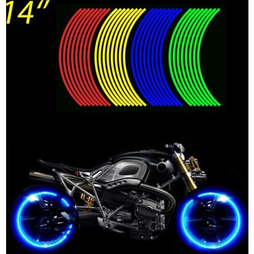 16 Pieces 14'' 14inch Universal Waterproof Motorcycle Wheel Rim Reflective Tire Tape Bike Stickers Decal for Honda YAMAHA SUZUKI
