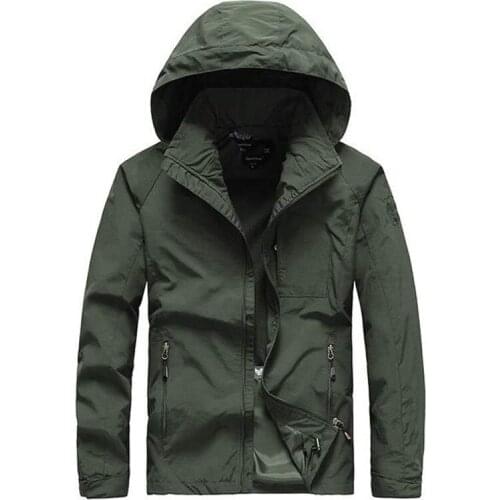 2021 Spring Autumn Mens Military Tactical Hooded Jacket Multi-pocket Causal Zipper Thin Coat Long Sleeve Outerwear Plus M-5XL