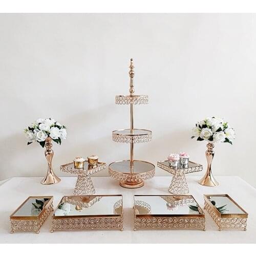3pcs-9pcs Home party display stand wedding decoration wrought iron birthday tray dessert fudge desktop afternoon tea