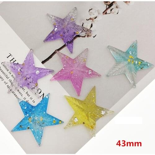 30pcs Mixed Multicolors 43MM Double Layer Glitter Star Flatback Resin Cabochon DIY Crafts for Home Decoration Accessories FR722