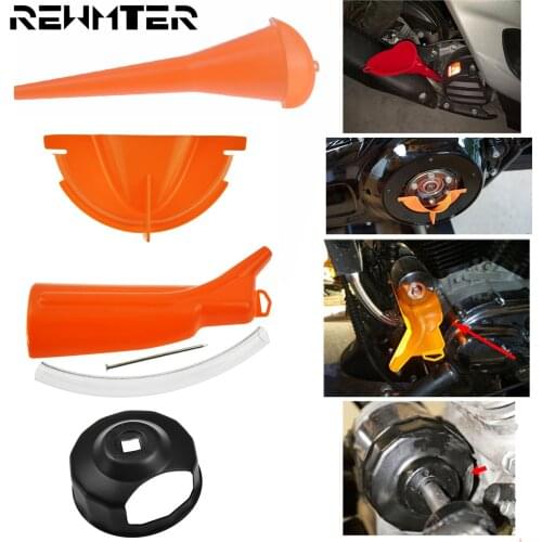 4PCS Motorcycle Crankcase Fill Funnel Primary Case Oil Filter Cap Wrench Funnel Set For Harley Touring Dyna Sportster XL