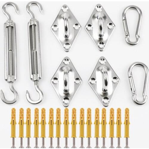 Sunshade Sail Fixing Accessories Strong Load-bearing Stainless Steel Hardware Kit Awning Tent Spring Hook Carabiner Screw Set