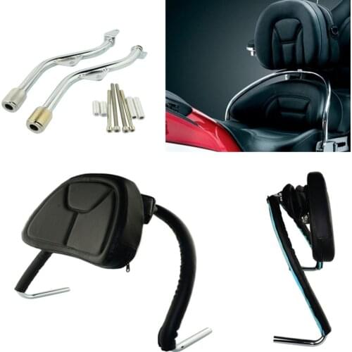 Motorcycle Accessories Adjustable Black leather Driver Rider seat Backrest Kit Custom Made For Honda Goldwing GL1800 2001-2017