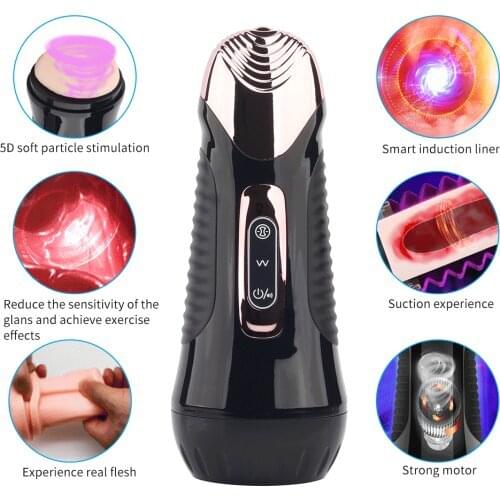 Automatic Piston Clamp Suction Male Masturbation Cup Powerful Sucking Vagina Airbag Vibrator Pussy Woman Moan Sex Toys for Men