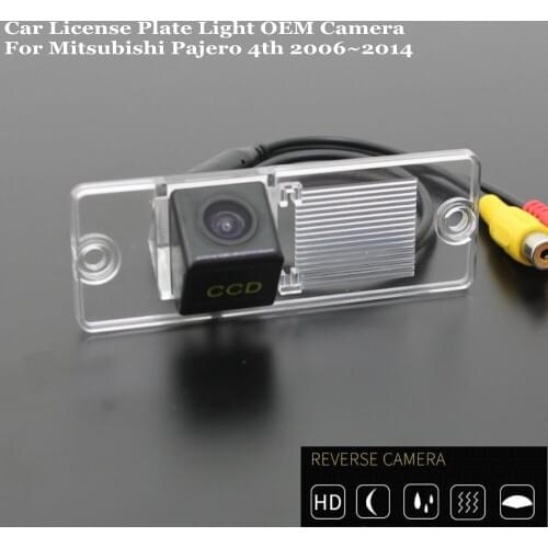 JanDeNing HD CCD Car Rear View Parking/Backup Reverse Camera/Waterproof License Plate Light OEM For Mitsubishi Pajero 2006-2014
