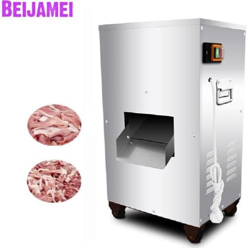 BEIJAMEI Commercial Meat Cutter Machine 300kg/h Double Incision Meat Slicer Machine Cut Meat Shredded/Diced Machine