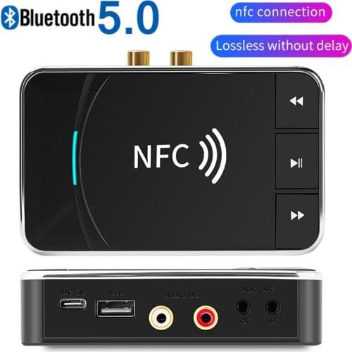 2021 NFC 5.0 Bluetooth Receiver A2DP AUX 3.5mm RCA Jack USB Smart Playback Stereo Audio Wireless Adapter For Car Kit Speaker