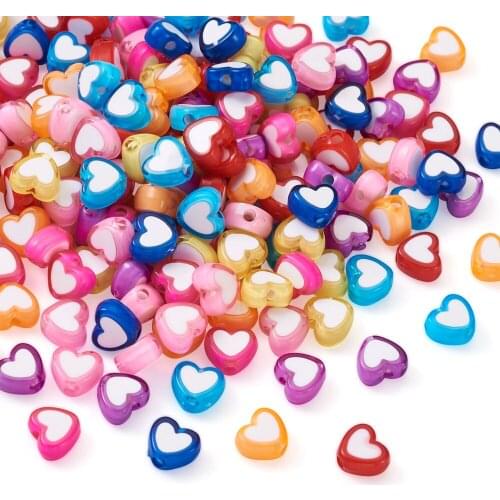 240pcs Heart Shape Opaque Acrylic Beads for Jewelry Making Diy Fashion Bracelet Necklace Earrings Handmade Accessories Mix Color