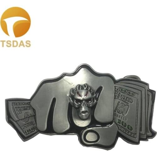 Skull Belt Buckle With US Dollar Style Silver Belt Buckle Head Suitable for 4cm Width Snap on Belt