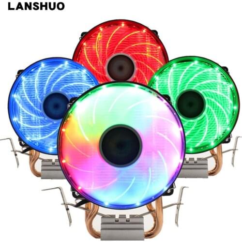 RGB LED CPU Cooler Fan 2 Heatpipe 12V Cooler Cooling Fan Heat Sink radiator for Intel LAG 1150 1155 1156 775 1366 for AMD