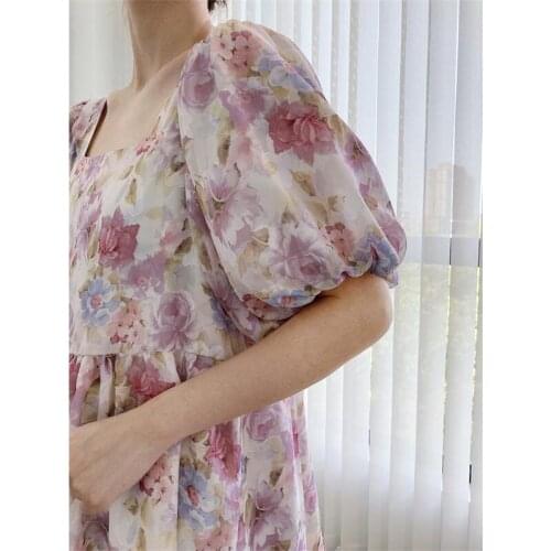 LMQ NEW Organza Embroidered Dress Summer French Romantic Floral Square Collar Palace Style Flowers Puff Sleeve Princess Dress