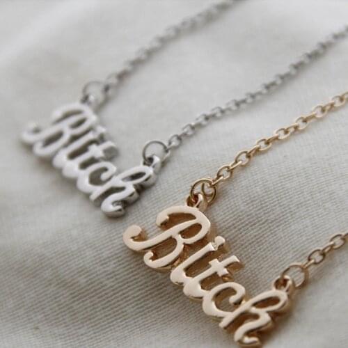 Fashion Women Clavicle Necklaces Bitch Letters Pendant Necklace Fine Jewelry Gift NIN668