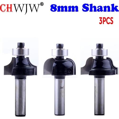 3PC 8mm Shank Router Bits Set Roman Roundover Bit Cove Bit Ogee Bit with Bearing For Woodworking Tools
