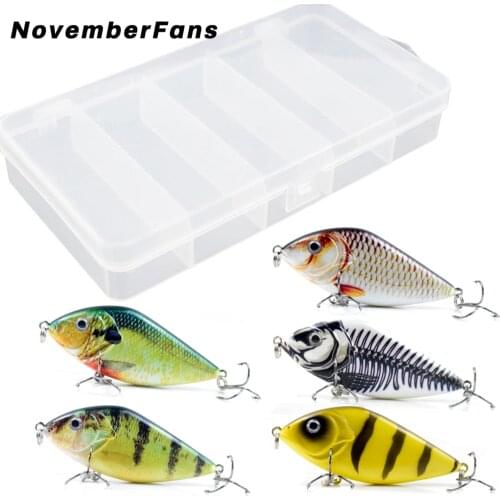 NovemberFans 5pcs/box Slide Jerkbait 7cm 14.5g Hard Baits Wobblers Slow Sink Crankbait Pesca Pike Musky Bass Fishing Lures Set