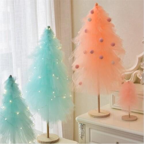 New Arrival Pink Christmas Tree Ornaments Mesh Yarn Xmas Tree 50cm 75cm 100cm DIY New Year Gifts for Girls Home Party decor