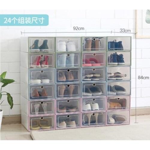 6Pcs/set Shoe Organizer Drawer Transparent Plastic Shoe Storage Box Rectangle PP Thickened Shoes Organizer Drawer Shoe Boxes