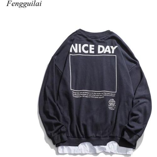 Autumn and Winter Europe Style Loose Fake Two-Piece Couple Mens 2021 New Hole Retro Hoodies