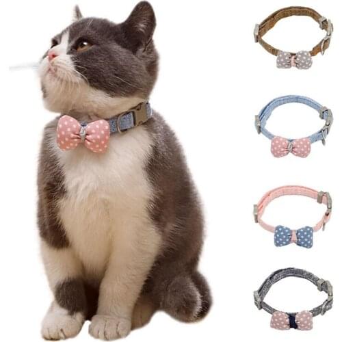 Pet Cat Dog Collar Cat Pet For Cats Collar Dogs Accessorie Pet Bowtie Puppy Dog Cats Pets Necklace Adjustable Strap Cotton