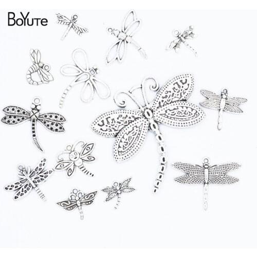 BoYuTe Factory Direct Wholesale Mix 13 Styles Tibetan Silver Dragonfly Pendant Charms Diy Alloy Jewelry Accessories