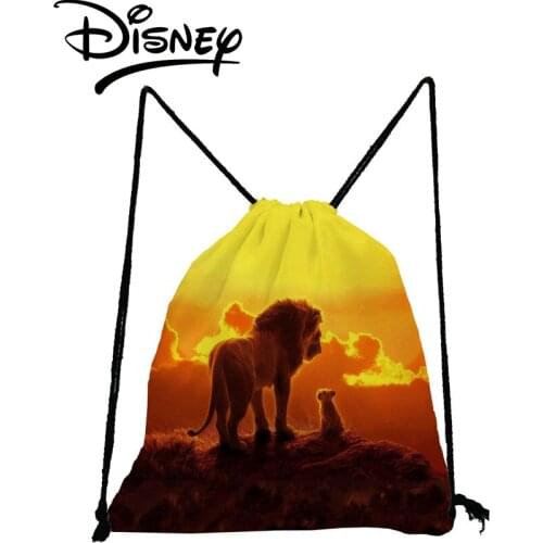 Disney The Lion King Backpack Fashion Drawstring Bags Bright Colors Child Gift Small School Bag Orange Eco Reusable Storage Bag