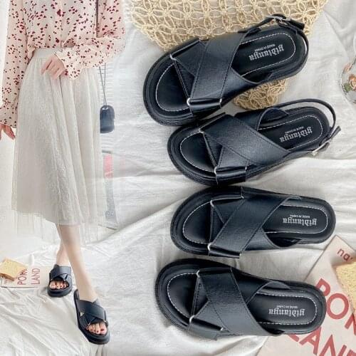Casual Sandals Slippers Female Student Fairy Style 2021 New Summer Fashion All-match Outer Slippers Flat Roman Sandals X816