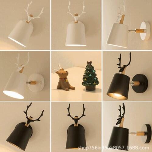 Nordic bedside lamp wall lamp bedroom modern simple creative lamp living room TV background wall aisle antler wall lamp