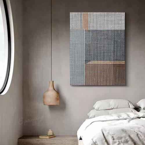 Modern Abstract Grid Paintings Hand-painted oil painting On Canvas Luxury Villa Entrance Bedroom Art acrylic Decoration painting