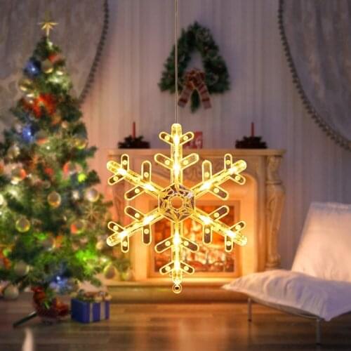 Led String Light Snowflake Moon Pattern Decorative Sucker Lamp Battery Powered Pendant For Christmas Party Window Home Decor