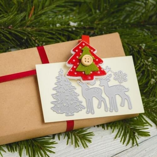 Christmas Tree Elk Cutting Die Stencils for DIY Metal Scrapbooking Photo Album Stamp Card Material Home Decoration