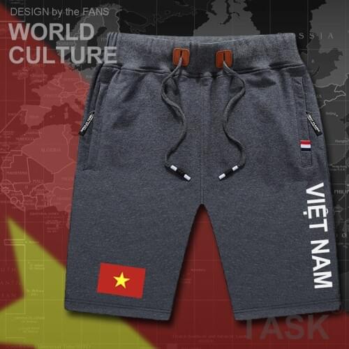VietNam mens shorts beach new mens board shorts flag workout zipper pocket sweat bodybuilding clothing VietNamese Viet Nam