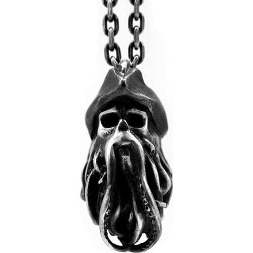 Vintage 316L Stainless Steel Pirates of The Caribbean Captain Octopus David Jones Pendant Pendant Mens Womens Necklace