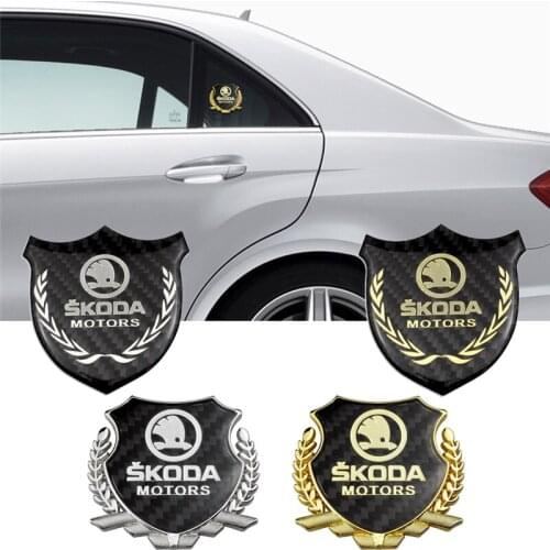 1pc Car Exterior Side Badge Sticker Emblem For Skoda Yeti Karoq Felicia Roomster Octivia 2 A5 Rapid Kodiaq Superb Fabia 1 Kamiq