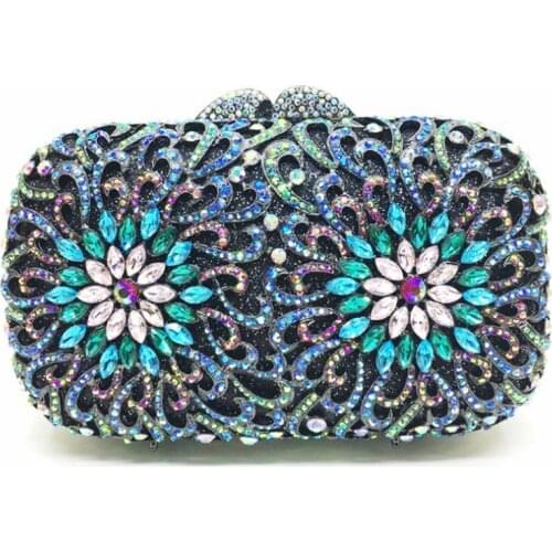 XIYUAN Hollow Out Diamond Women Evening Bags Clutch Bag With Floral Decorative Pattern Luxury Crystal Ladies Party Clutches Bag